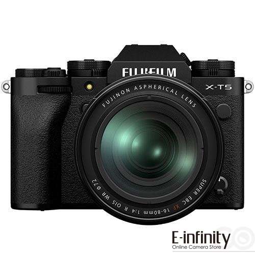 Spiegellose Digitalkamera Fujifilm X-T5 mit 16-80 mm f/4-Objektiv (Schwarz)