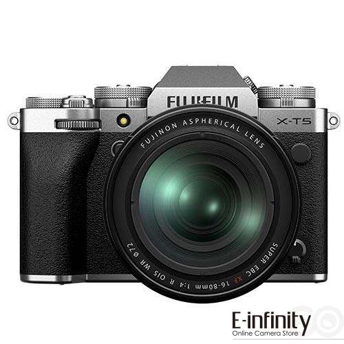 Fujifilm X-T5 peilitön digikamera 16-80mm f/4-objektiivilla (hopea)