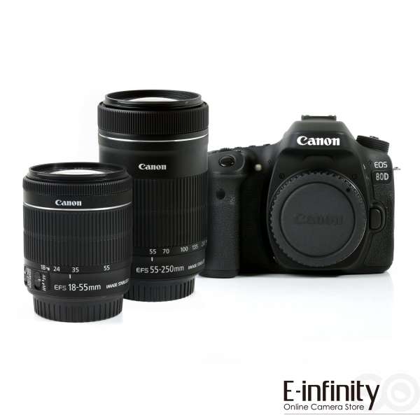 Canon EOS 80D Digital Camera + 18-55mm IS STM + 55-250 IS STM White Box