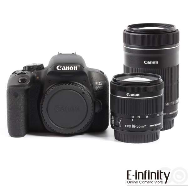 Canon EOS 800D digitaalikamera + EF-S 18-55mm IS STM + EF-S 55-250mm IS STM