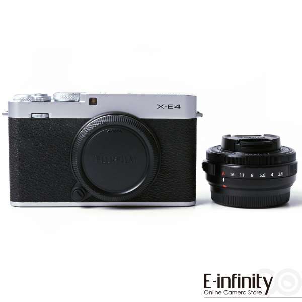 Appareil photo numérique sans miroir Fujifilm X-E4 avec objectif 27 mm f/2,8 R WR (argent)